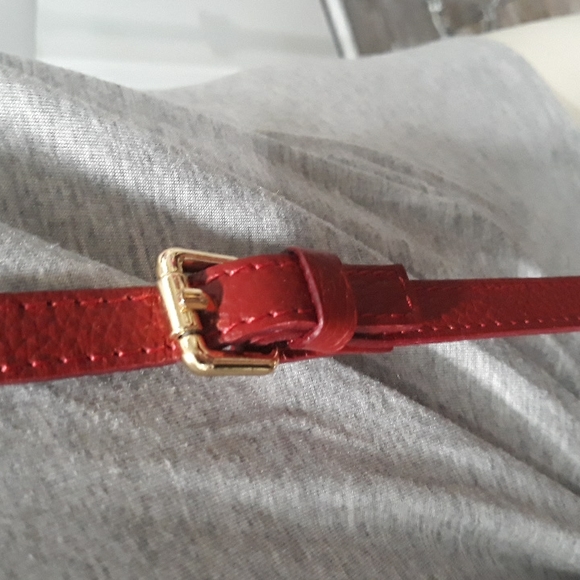 Italian made red leather shoulder bag. NWOT - Picture 2 of 8